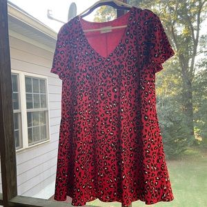 Red and Black Print Dress